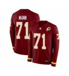 Youth Nike Washington Redskins #71 Charles Mann Limited Burgundy Therma Long Sleeve NFL Jersey