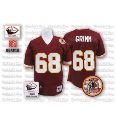 Mitchell and Ness Washington Redskins #68 Russ Grimm Burgundy Red Team Color With 50TH Patch Patch Authentic Throwback NFL Jersey