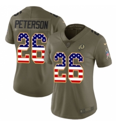 Women's Nike Washington Redskins #26 Adrian Peterson Limited Olive USA Flag 2017 Salute to Service NFL Jersey