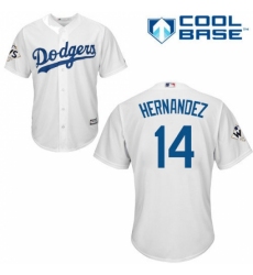 Men's Majestic Los Angeles Dodgers #14 Enrique Hernandez Replica White Home 2017 World Series Bound Cool Base MLB Jersey
