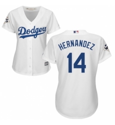 Women's Majestic Los Angeles Dodgers #14 Enrique Hernandez Replica White Home 2017 World Series Bound Cool Base MLB Jersey