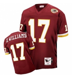 Mitchell and Ness Washington Redskins #17 Doug Williams Red With 50TH Patch Authentic Throwback NFL Jersey