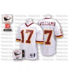 Mitchell and Ness Washington Redskins #17 Doug Williams White With 50TH Anniversary Patch Authentic Throwback NFL Jersey