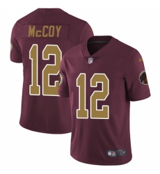 Men's Nike Washington Redskins #12 Colt McCoy Burgundy Red/Gold Number Alternate 80TH Anniversary Vapor Untouchable Limited Player NFL Jersey