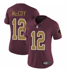 Women's Nike Washington Redskins #12 Colt McCoy Burgundy Red/Gold Number Alternate 80TH Anniversary Vapor Untouchable Limited Player NFL Jersey
