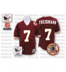 Mitchell and Ness Washington Redskins #7 Joe Theismann Red With 50TH Patch Authentic Throwback NFL Jersey