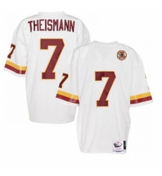 Mitchell and Ness Washington Redskins #7 Joe Theismann White With 50TH Patch Authentic Throwback NFL Jersey