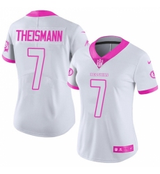 Women's Nike Washington Redskins #7 Joe Theismann Limited White/Pink Rush Fashion NFL Jersey