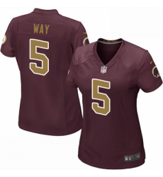 Women's Nike Washington Redskins #5 Tress Way Game Burgundy Red/Gold Number Alternate 80TH Anniversary NFL Jersey