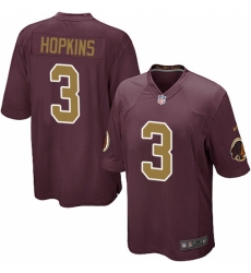 Men's Nike Washington Redskins #3 Dustin Hopkins Game Burgundy Red/Gold Number Alternate 80TH Anniversary NFL Jersey
