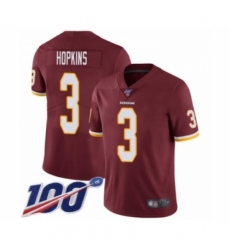 Men's Washington Redskins #3 Dustin Hopkins Burgundy Red Team Color Vapor Untouchable Limited Player 100th Season Football Jersey