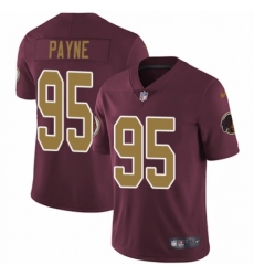 Men's Nike Washington Redskins #95 Da'Ron Payne Burgundy Red Gold Number Alternate 80TH Anniversary Vapor Untouchable Limited Player NFL Jersey