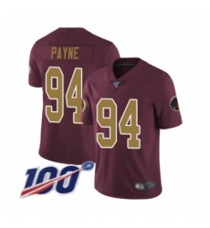 Men's Washington Redskins #94 Da'Ron Payne Burgundy Red Gold Number Alternate 80TH Anniversary Vapor Untouchable Limited Player 100th Season Football Jerse