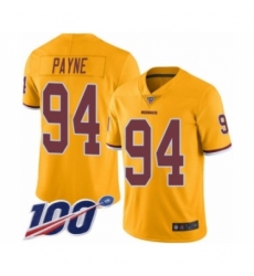 Men's Washington Redskins #94 Da'Ron Payne Limited Gold Rush Vapor Untouchable 100th Season Football Jersey