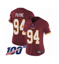 Women's Washington Redskins #94 Da'Ron Payne Burgundy Red Team Color Vapor Untouchable Limited Player 100th Season Football Jersey