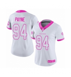Women's Washington Redskins #94 Da'Ron Payne Limited White Pink Rush Fashion Football Jersey