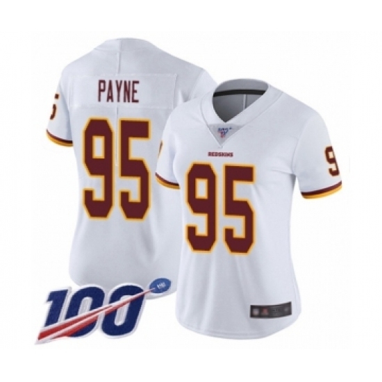 Women's Washington Redskins #95 Da'Ron Payne White Vapor Untouchable Limited Player 100th Season Football Jersey Women's Washington Redskins #95 Da'Ron Payne White Vapor Untouchable Limited Player 100th Season Football Jersey