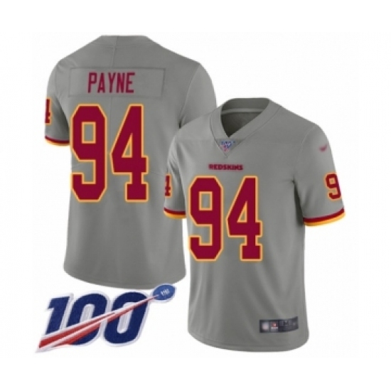 Youth Washington Redskins #94 Da'Ron Payne Limited Gray Inverted Legend 100th Season Football Jersey Youth Washington Redskins #94 Da'Ron Payne Limited Gray Inverted Legend 100th Season Football Jersey