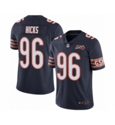 Men's Chicago Bears #96 Akiem Hicks Navy Blue Team Color 100th Season Limited Football Jersey