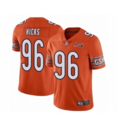 Youth Chicago Bears #96 Akiem Hicks Orange Alternate 100th Season Limited Football Jersey