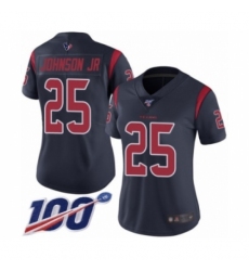 Women's Houston Texans #25 Duke Johnson Jr Limited Navy Blue Rush Vapor Untouchable 100th Season Football Jersey