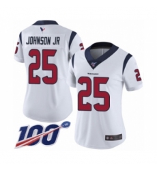 Women's Houston Texans #25 Duke Johnson Jr White Vapor Untouchable Limited Player 100th Season Football Jersey