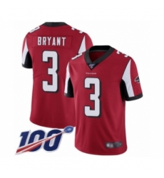 Men's Atlanta Falcons #3 Matt Bryant Red Team Color Vapor Untouchable Limited Player 100th Season Football Jersey