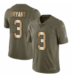 Youth Nike Atlanta Falcons #3 Matt Bryant Limited Olive/Gold 2017 Salute to Service NFL Jersey