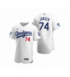 Men's Los Angeles Dodgers #74 Kenley Jansen White 2020 World Series Champions Authentic Jersey