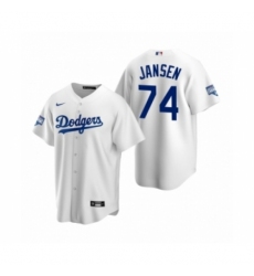 Men's Los Angeles Dodgers #74 Kenley Jansen White 2020 World Series Champions Replica Jersey