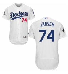 Men's Majestic Los Angeles Dodgers #74 Kenley Jansen Authentic White Home 2017 World Series Bound Flex Base MLB Jersey