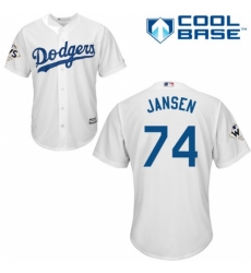 Youth Majestic Los Angeles Dodgers #74 Kenley Jansen Authentic White Home 2017 World Series Bound Cool Base MLB Jersey