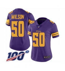 Women's Minnesota Vikings #50 Eric Wilson Limited Purple Rush Vapor Untouchable 100th Season Football Jersey