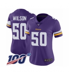 Women's Minnesota Vikings #50 Eric Wilson Purple Team Color Vapor Untouchable Limited Player 100th Season Football Jersey