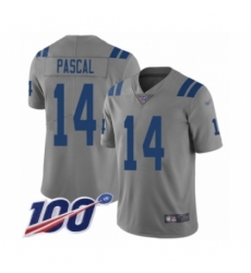 Men's Indianapolis Colts #14 Zach Pascal Limited Gray Inverted Legend 100th Season Football Jersey