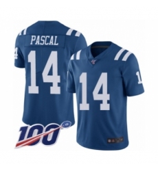 Men's Indianapolis Colts #14 Zach Pascal Limited Royal Blue Rush Vapor Untouchable 100th Season Football Jersey