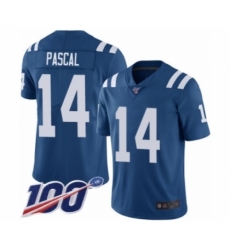 Men's Indianapolis Colts #14 Zach Pascal Royal Blue Team Color Vapor Untouchable Limited Player 100th Season Football Jersey