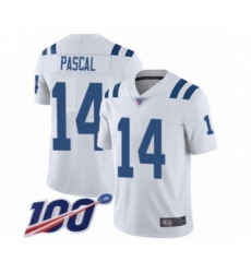 Men's Indianapolis Colts #14 Zach Pascal White Vapor Untouchable Limited Player 100th Season Football Jersey