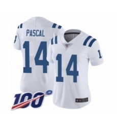 Women's Indianapolis Colts #14 Zach Pascal White Vapor Untouchable Limited Player 100th Season Football Jersey
