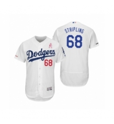 Men's Ross Stripling Los Angeles Dodgers #68 White 2019 Mothers Day Flex Base Home Jersey