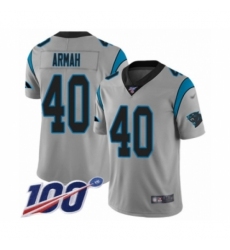 Men's Carolina Panthers #40 Alex Armah Silver Inverted Legend Limited 100th Season Football Jersey