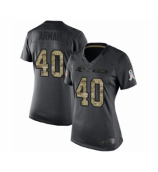 Women's Carolina Panthers #40 Alex Armah Limited Black 2016 Salute to Service Football Jersey