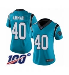 Women's Carolina Panthers #40 Alex Armah Limited Blue Rush Vapor Untouchable 100th Season Football Jersey