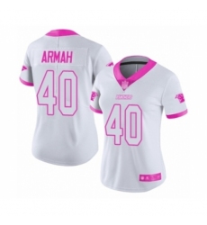 Women's Carolina Panthers #40 Alex Armah Limited White Pink Rush Fashion Football Jersey