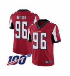 Men's Atlanta Falcons #96 Tyeler Davison Red Team Color Vapor Untouchable Limited Player 100th Season Football Jersey