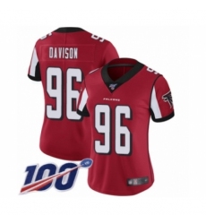 Women's Atlanta Falcons #96 Tyeler Davison Red Team Color Vapor Untouchable Limited Player 100th Season Football Jersey