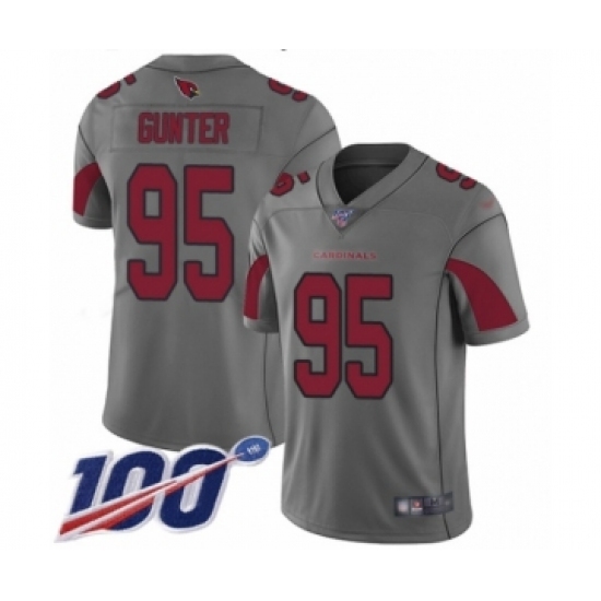 Men's Arizona Cardinals #95 Rodney Gunter Limited Silver Inverted Legend 100th Season Football Jersey Men's Arizona Cardinals #95 Rodney Gunter Limited Silver Inverted Legend 100th Season Football Jersey