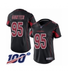 Women's Arizona Cardinals #95 Rodney Gunter Limited Black Rush Vapor Untouchable 100th Season Football Jersey