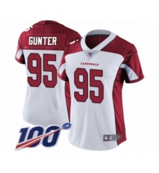 Women's Arizona Cardinals #95 Rodney Gunter White Vapor Untouchable Limited Player 100th Season Football Jersey