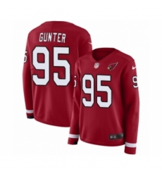 Women's Nike Arizona Cardinals #95 Rodney Gunter Limited Red Therma Long Sleeve NFL Jersey